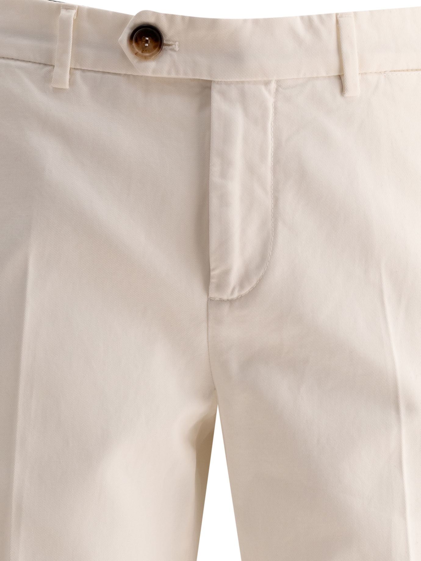 BRUNELLO CUCINELLI White Garment-dyed trousers in twisted cotton gabardine